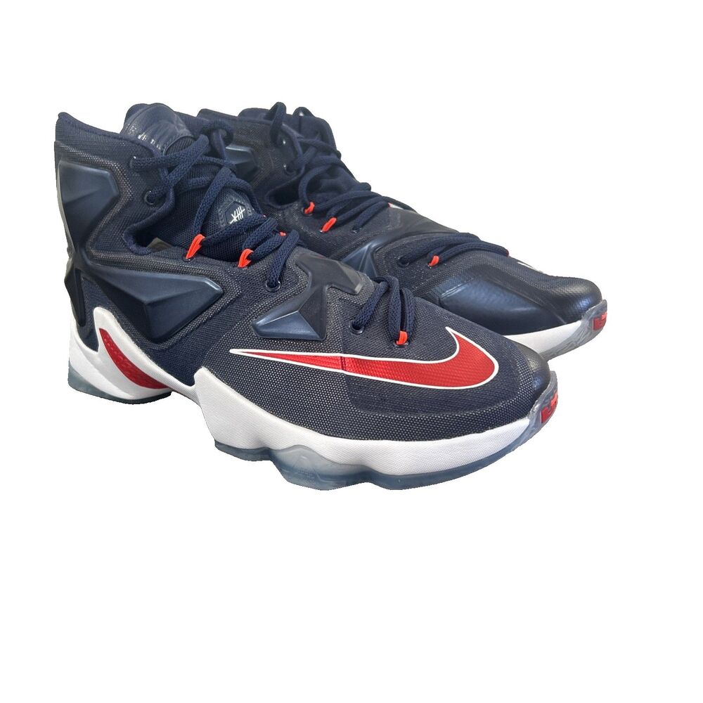 Nike LeBron Men's 13 XIII USA Midnight Navy Varsity Red 807219-461 Size 10.5 NEW - Picture 3 of 10